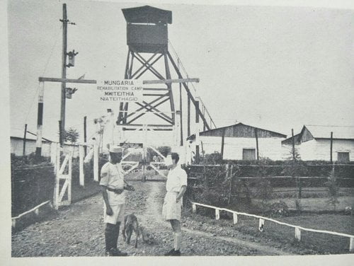 View of Aguthi (Mungaria) Work Camp, from J.M. Kariuki’s 1963 book ‘Mau Mau Detainee’.