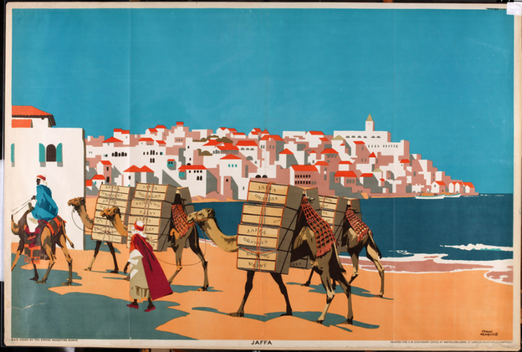 A 1929 poster depicting Jaffa oranges, designed by Frank Newbould for the Empire Marketing Board. Image credit: The Palestine Poster Project Archives.