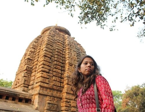 Shreya Sharma outside a temple in Orissa state. Credit: Shreya Sharma